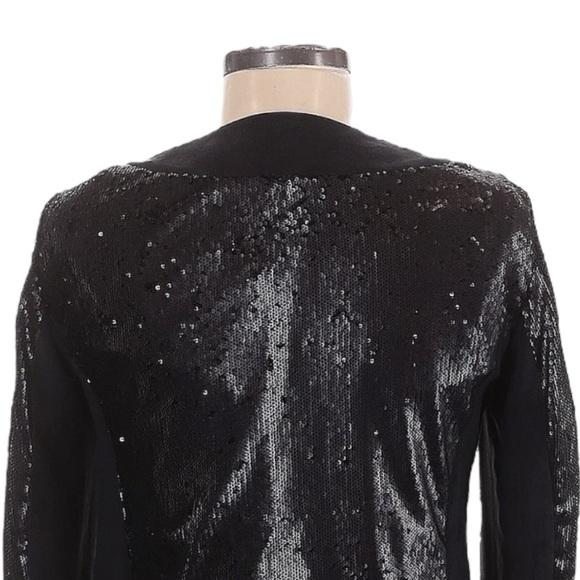 Anthropologie Black Sequin Faux Suede Moto Blazer Jacket NWT S Open Front Party - Picture 5 of 11